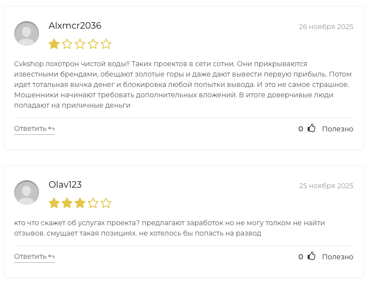 cvkshop отзывы