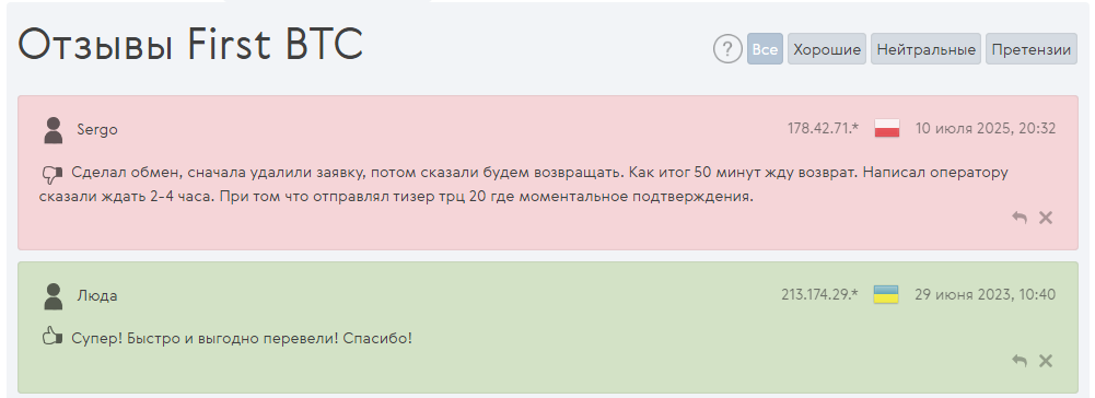 first bitcoin отзывы