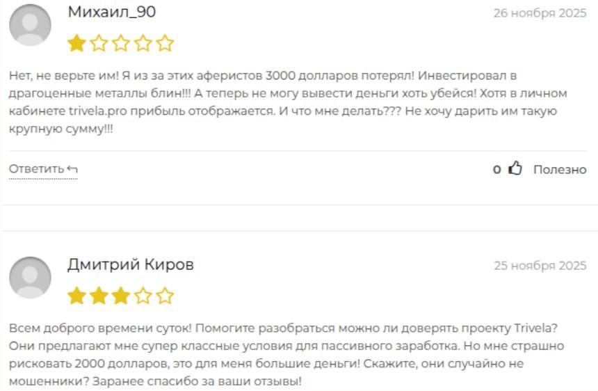 trivela отзывы биржа