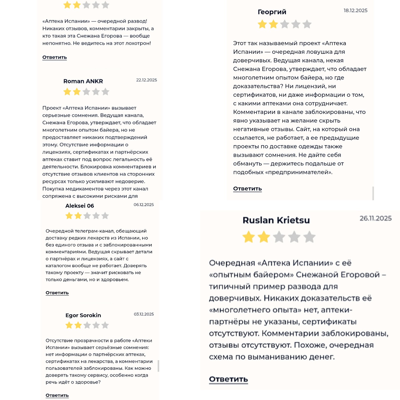 аптека испании телеграм отзывы