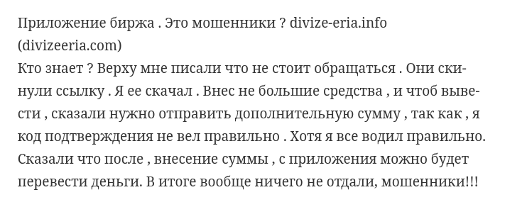 divizeeria биржа