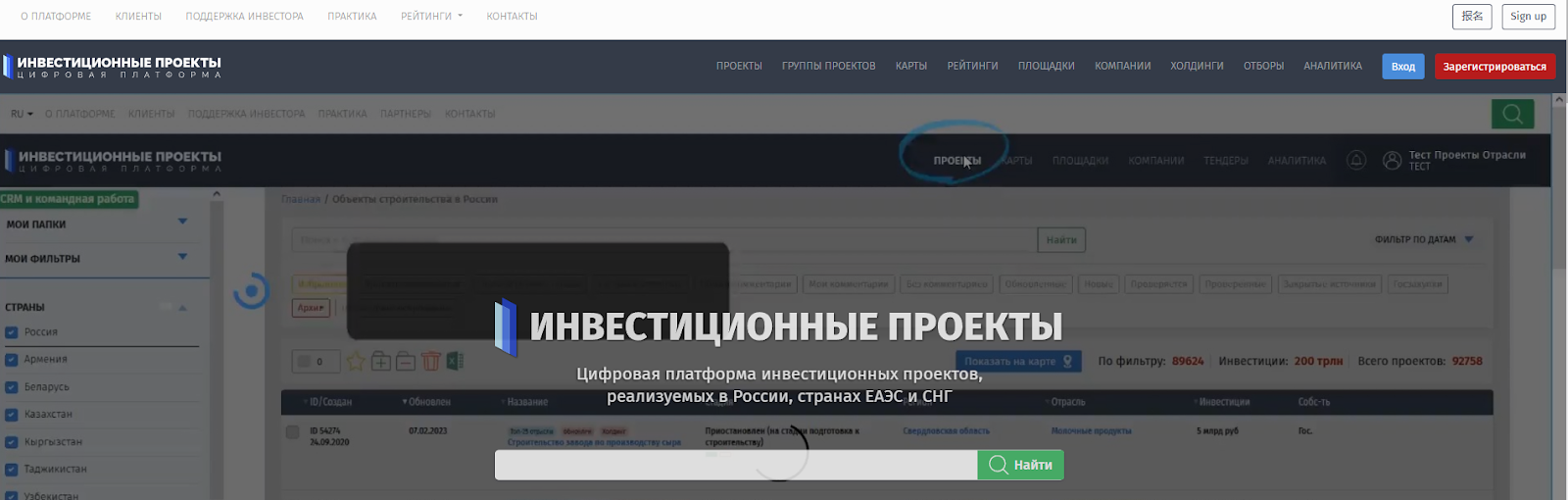инвестиционные проекты россии цифровая платформа